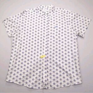 Southern Proper Large Short Sleeve Button Up Red/White/Blue Stars Cotton Blend 1